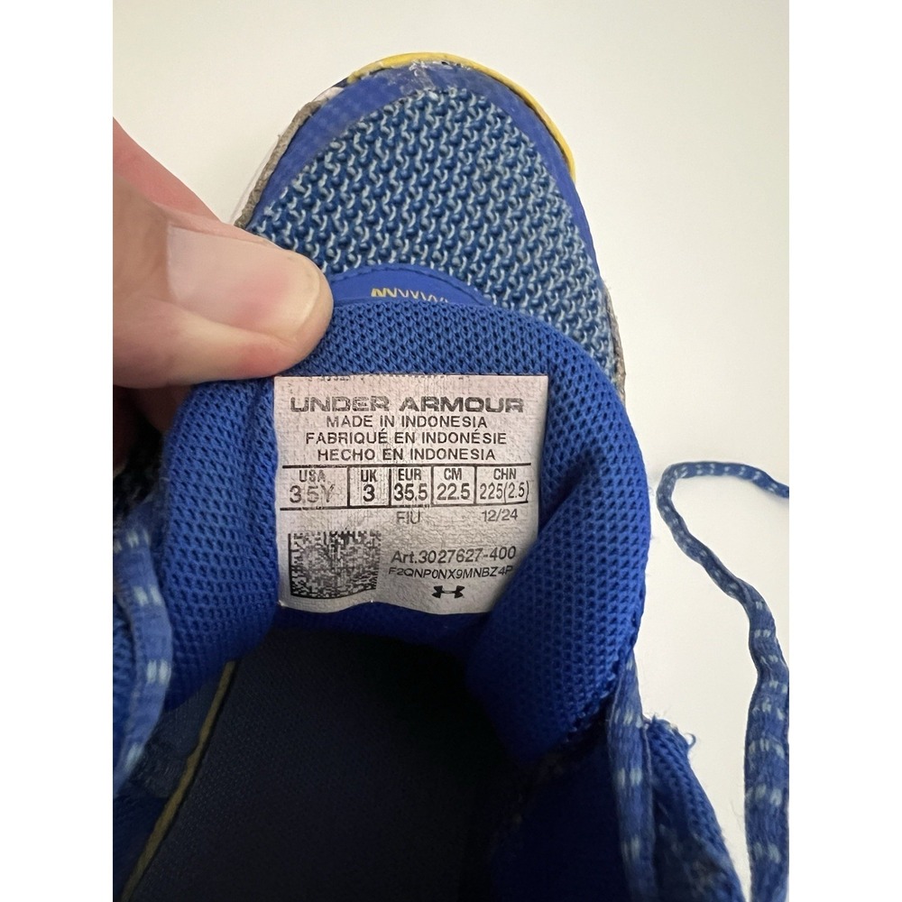 Under Armour Curry Kids Basketball Shoes Blue Yellow White 3027627-400 Size 3.5Y - Picture 6 of 9